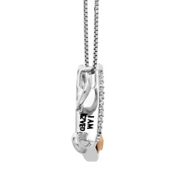 Diamond L Initial Pendant In Sterling Silver & 14K Rose Gold