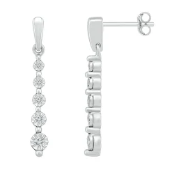 Diamond Linear Drop Earrings With Illusion Settings In 10K White Gold (1/7 Ct. Tw.)