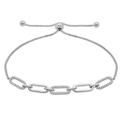 Diamond Link Bolo Bracelet In Sterling Silver (1/4 Ct. Tw.)