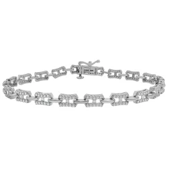 Diamond Link Bracelet In 10K White Gold (1 Ct. Tw.)