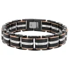 Diamond Link Bracelet In Ion-Plated Stainless Steel And Carbon Fiber, 15Mm, 8.5" (1/3 Ct. Tw.)