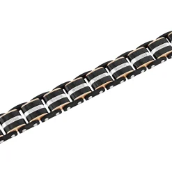 Diamond Link Bracelet In Ion-Plated Stainless Steel And Carbon Fiber, 15Mm, 8.5" (1/3 Ct. Tw.)