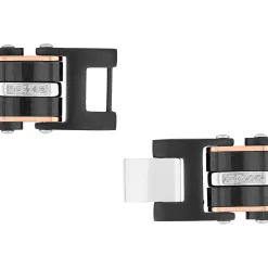 Diamond Link Bracelet In Ion-Plated Stainless Steel And Carbon Fiber, 15Mm, 8.5