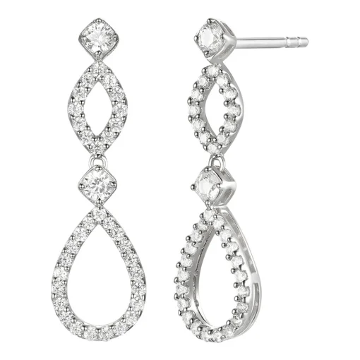 Diamond Loop Dangle Earrings In 10K White Gold (1/2 Ct. Tw.)