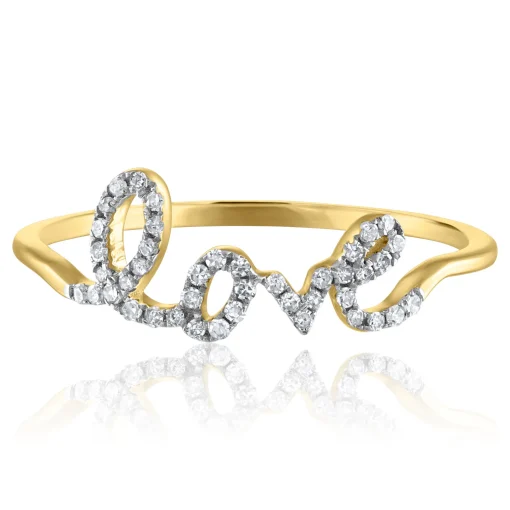 Diamond Love Ring In 14K Yellow Gold (1/7 Ct. Tw.)