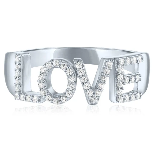 Diamond Love Ring In Sterling Silver (1/7 Ct. Tw.)