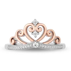 Diamond Majestic Princess Ring In Sterling Silver & 10K Rose Gold (1/10 Ct. Tw.)