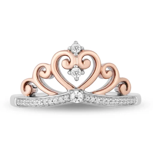 Diamond Majestic Princess Ring In Sterling Silver & 10K Rose Gold (1/10 Ct. Tw.)