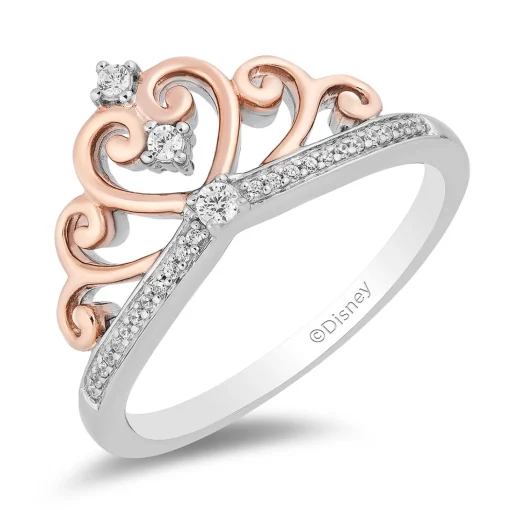 Diamond Majestic Princess Ring In Sterling Silver & 10K Rose Gold (1/10 Ct. Tw.)
