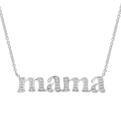 Diamond "Mama" Necklace In Sterling Silver (1/7 Ct. Tw.)