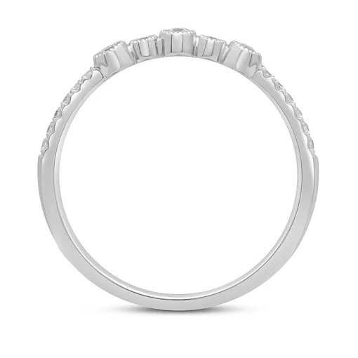 Diamond Milgrain Stacking Ring In 10K White Gold (1/7 Ct. Tw.)