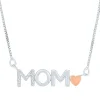 Diamond Mom Pendant In Sterling Silver & 14K Rose Gold