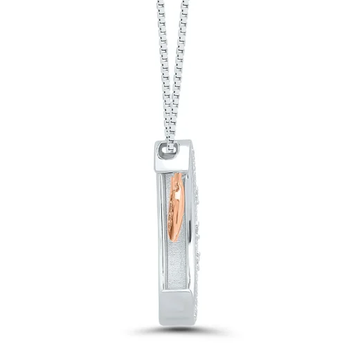 Diamond Moon Pendant In Sterling Silver