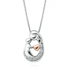 Diamond Mother & Baby Necklace Pendant In Sterling Silver & 14K Rose Gold