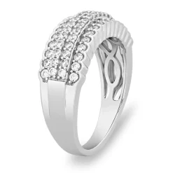 Diamond Multi-Row Anniversary Band In 10K White Gold (3/4 Ct. Tw.)