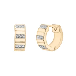 Diamond Multi-Row Ribbed Hoop Earrings In Vermeil, 11.5Mm (1/7 Ct. Tw.)