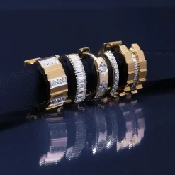 Diamond Multi-Row Ribbed Hoop Earrings In Vermeil, 11.5Mm (1/7 Ct. Tw.)