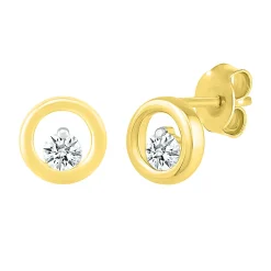 Diamond Open Circle Stud Earrings In 10K Yellow Gold (1/7 Ct. Tw.)