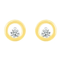 Diamond Open Circle Stud Earrings In 10K Yellow Gold (1/7 Ct. Tw.)