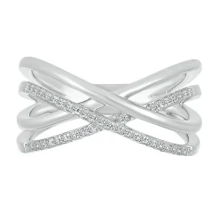 Diamond Open X Ring In Sterling Silver (1/7 Ct. Tw.)