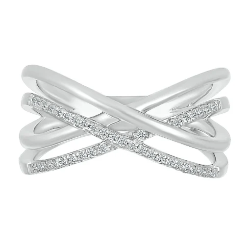 Diamond Open X Ring In Sterling Silver (1/7 Ct. Tw.)