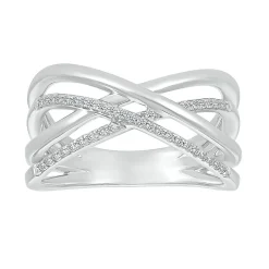 Diamond Open X Ring In Sterling Silver (1/7 Ct. Tw.)