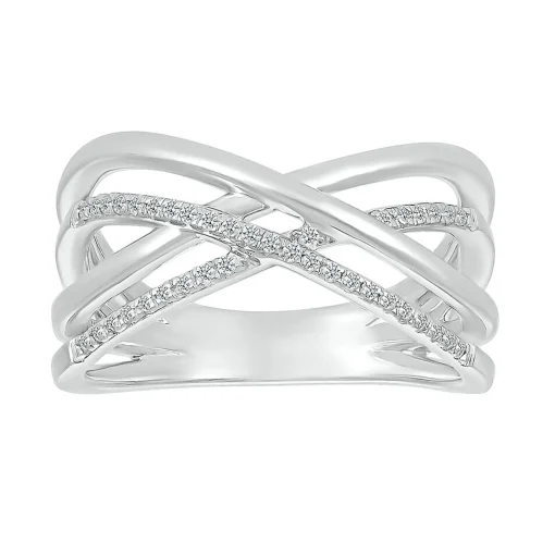 Diamond Open X Ring In Sterling Silver (1/7 Ct. Tw.)