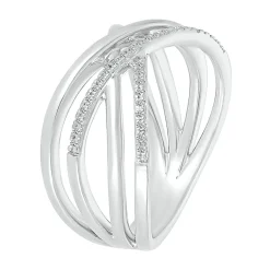 Diamond Open X Ring In Sterling Silver (1/7 Ct. Tw.)
