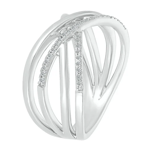 Diamond Open X Ring In Sterling Silver (1/7 Ct. Tw.)