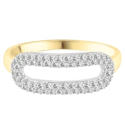 Diamond Oval Link Ring In 10K Yellow Gold (1/3 Ct. Tw.)