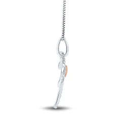 Diamond Palm Tree Pendant With Heart Accent In Sterling Silver & 14K Rose Gold