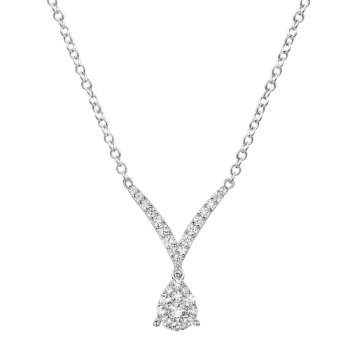 Diamond Pear-Shaped Cluster Drop V-Necklace (1/3 Ct. Tw.)