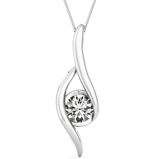 Diamond Pendant Swirl In 14K White Gold (1/8 Ct. Tw.)