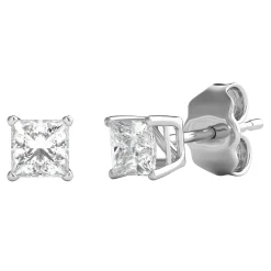 Diamond Princess-Cut Solitaire Stud Earrings In (1/2 Ct. Tw.)