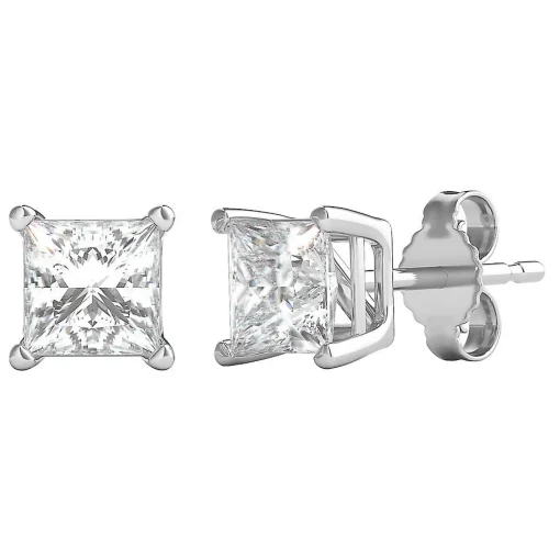 Diamond Princess-Cut Solitaire Stud Earrings In (1 Ct. Tw.)