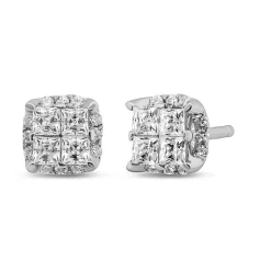 Diamond Quad Stud Earrings In