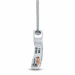 Diamond R Initial Pendant In Sterling Silver & 14K Rose Gold