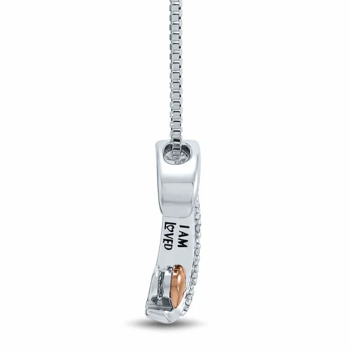 Diamond R Initial Pendant In Sterling Silver & 14K Rose Gold