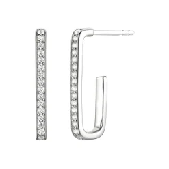 Diamond Rectangle Hoops In 10K White Gold (1/7 Ct. Tw.)