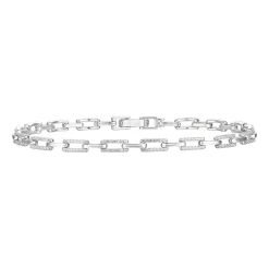 Diamond Rectangular Link Bracelet In Sterling Silver (1/2 Ct. Tw.)
