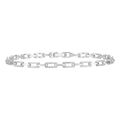 Diamond Rectangular Link Bracelet In Sterling Silver (1/2 Ct. Tw.)