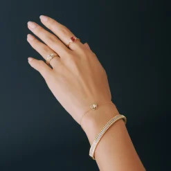 Diamond Ribbed Bangle Bracelet In Vermeil 6.5" (1/3 Ct. Tw.)