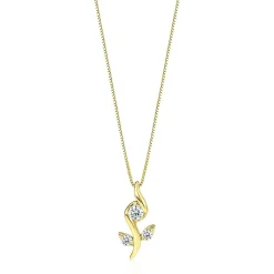 Diamond Rose Pendant In 10K Yellow Gold (1/8 Ct. Tw.)