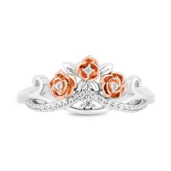 Diamond Rose Tiara "Belle" Ring In Sterling Silver & 10K Rose Gold (1/10 Ct. Tw.)