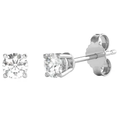 Diamond Round Solitaire Stud Earrings In 14K Gold