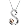 Diamond S Initial Pendant In Sterling Silver & 14K Rose Gold