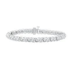 Diamond S-Link Bracelet In Sterling Silver (1/4 Ct. Tw.)