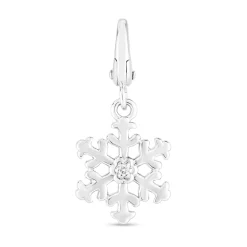 Diamond Snowflake Charm In Sterling Silver
