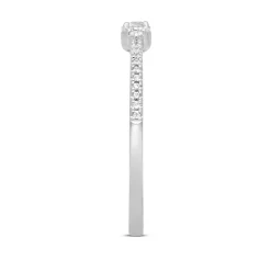 Diamond Stacking Ring With Side-Stone Clusters In 10K White Gold (1/5 Ct. Tw.)