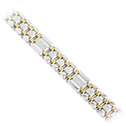 Diamond Stainless Steel Bracelet With Yellow Ion Plating, 8.5" (1/4 Ct. Tw.)